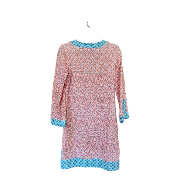 Cabanalife Womens Tunic Dress Coral & Turquoise Pattern SPF 50+ Cotton Blend S - Picture 2 of 3